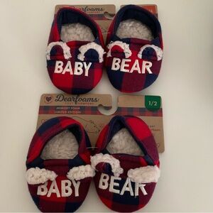 Baby Bear Dearfoams Buffalo check plaid kids slippers